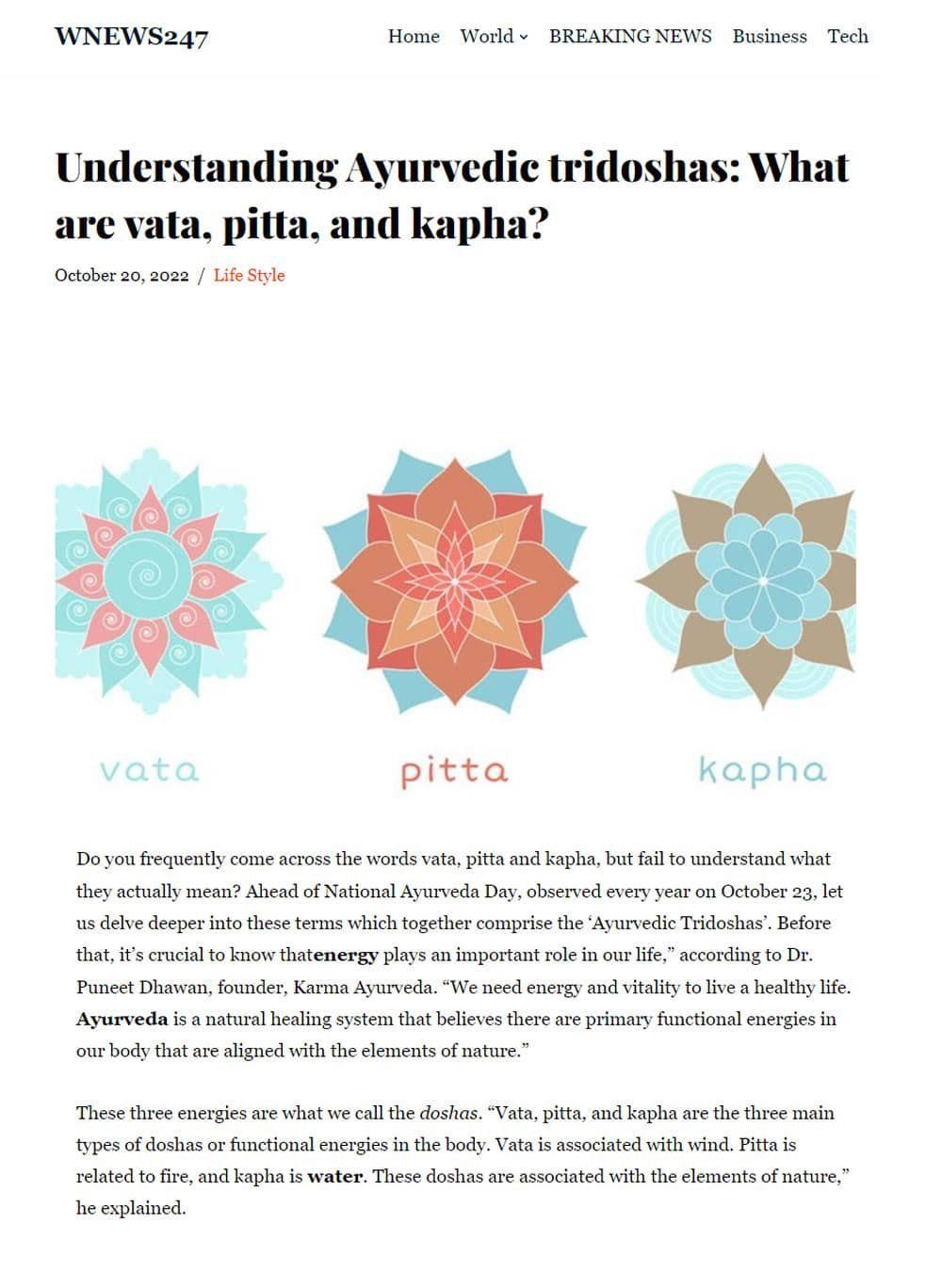 karma_ayurveda ಮಾಧ್ಯಮ ಲೇಖನ